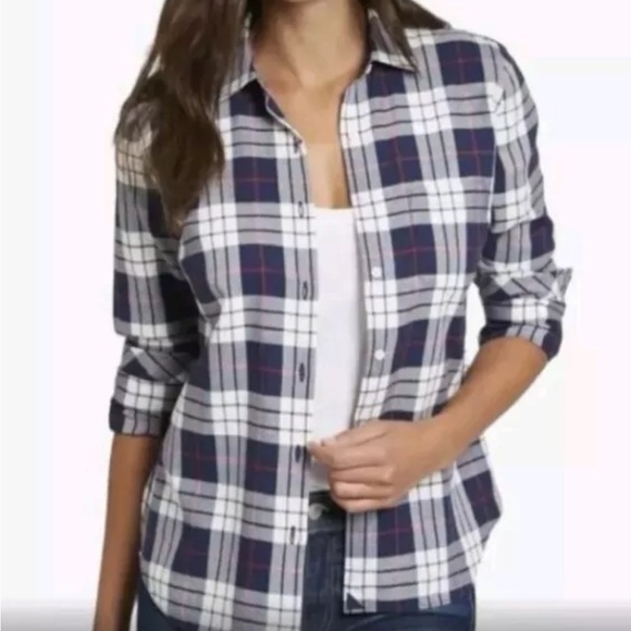 UNTUCKit Women's Sorbo Plaid Button Up Long Sleeve Blue/White Shirt‎ Size S - Picture 10 of 11